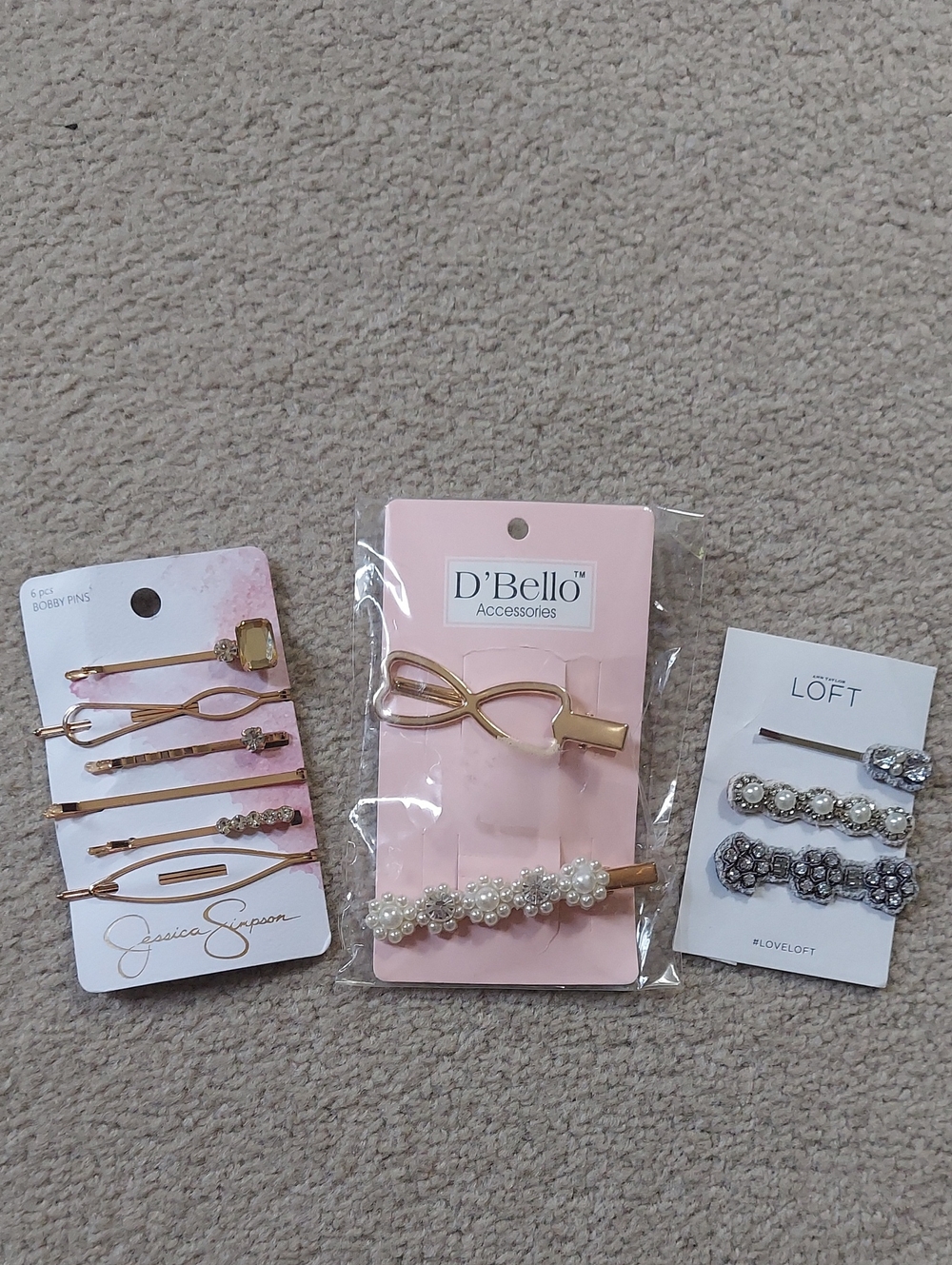 Gold Hair Clips Set with Pearl Accent